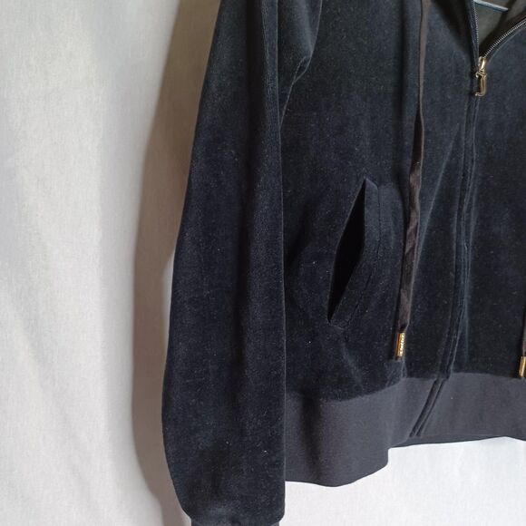 Juicy Couture Black Label Tracksuit Set Womens Large Black Velour Juicy - Picture 5 of 16